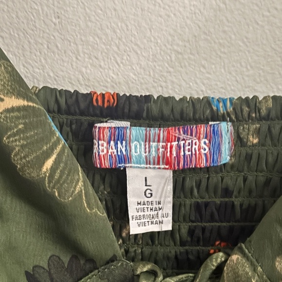 Urban Outfitters Mariah Green Floral Satin Slip Dress Side Slit - Picture 7 of 7